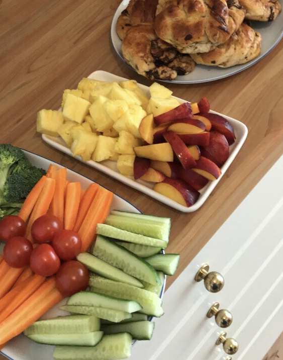 Eatable food served on plates.